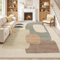 Large Abstract Geometric Area Rug, Soft Velvet Low Pile with Non-slip Dotted Backing, Machine Washable Neutral Modern Indoor Floor Carpet for Living Room Bedroom Decor
