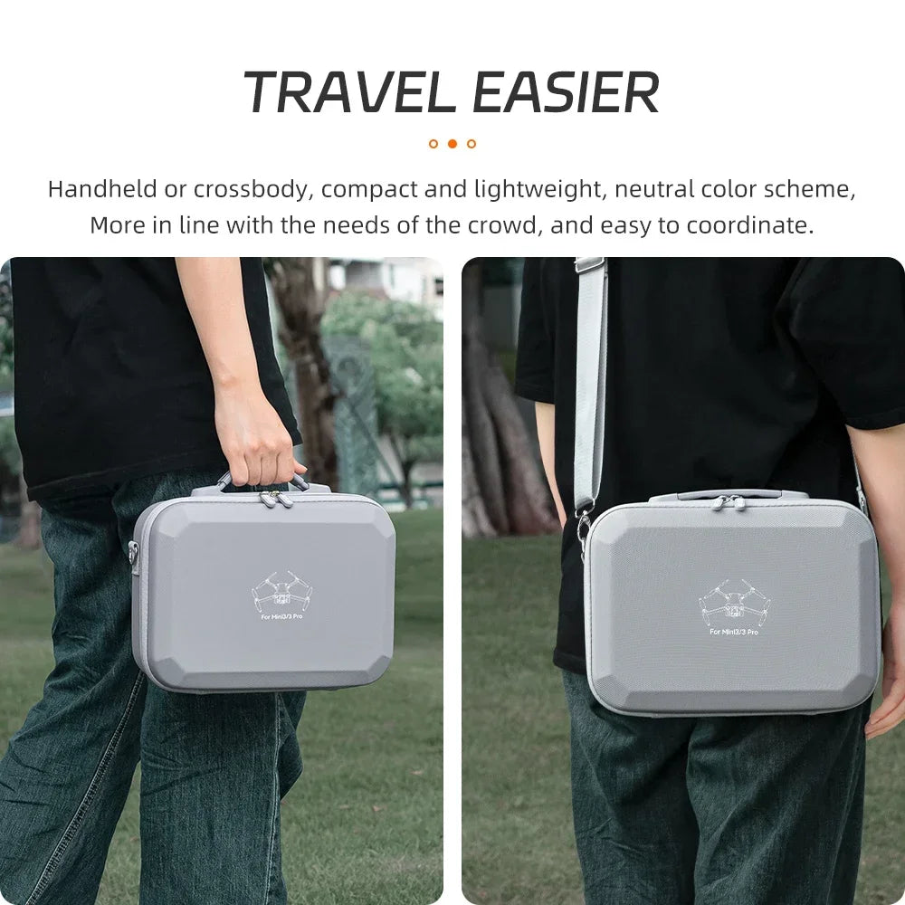 For DJI Mini 3/Mini 3 Pro Portable Storage Bags Hard Shell Carrying Case Drone Accessories PU Leather Waterproof Shoulder Bag