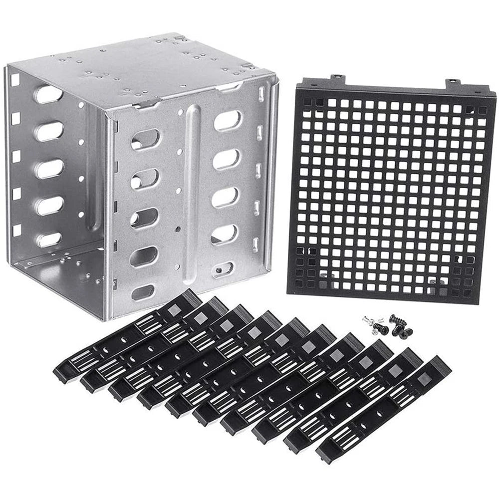 5.25 Inch To 5 X 3.5" SATA SAS HDD Cage Rack Hard Drive Disk Enclosure With Fan HardDrive Disk Tray Caddy Adapter