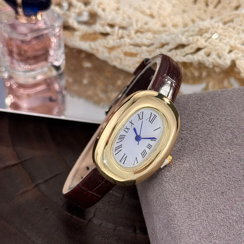 Oval Belt Watch, Exquisite and Compact Fashion Casual Quartz Watch