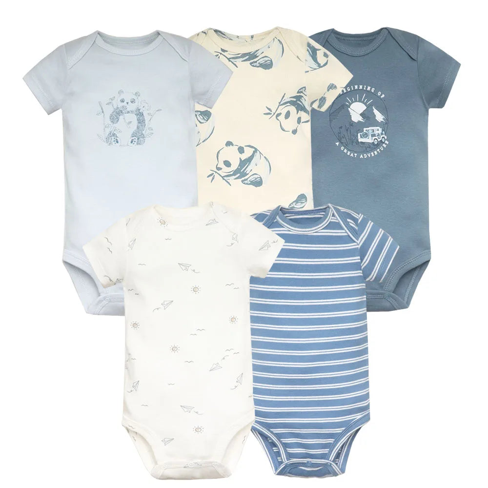 5Pcs/Lot Baby Boy Clothes Cartoon Dinosaur Bodysuits Cotton Summer Newborn Baby Girl Clothing Infant 6-24 Month Outfits Bebe
