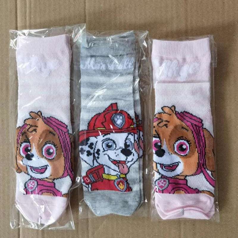 6PCS=3pairs Genuine Paw Patrol Spring Summer Autumn Baby Cotton Sock Kids Socks Chase Skye Children Birthday Gift for Age 3-7Y