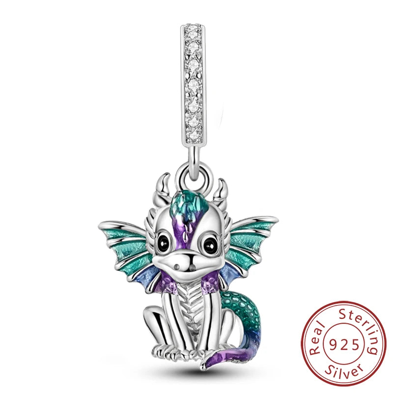 Hot Sale Charm Bead Pendant 925 Sterling Silver Firefly Love Heart Cats Dogs Sunflower Charm for Bracelet Women DIY Jewelry Gift