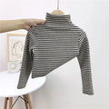 Autumn Winter Baby Boy Girl Solid Long Sleeve Bottoming Shirt Children Turtleneck Casual Tshirt Kid Striped Top Clothes