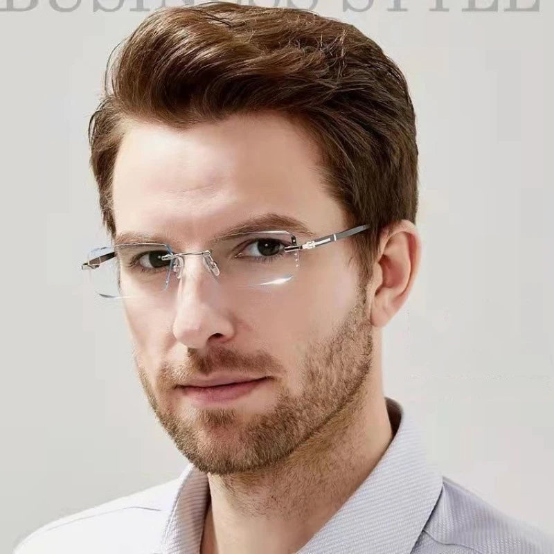 Fashion Diamond Anti-blue Light Reading Glasses Woman Man Rimless Eyewear Blocking Blue Light Protection Eyeglasses +1.0 To +4.0