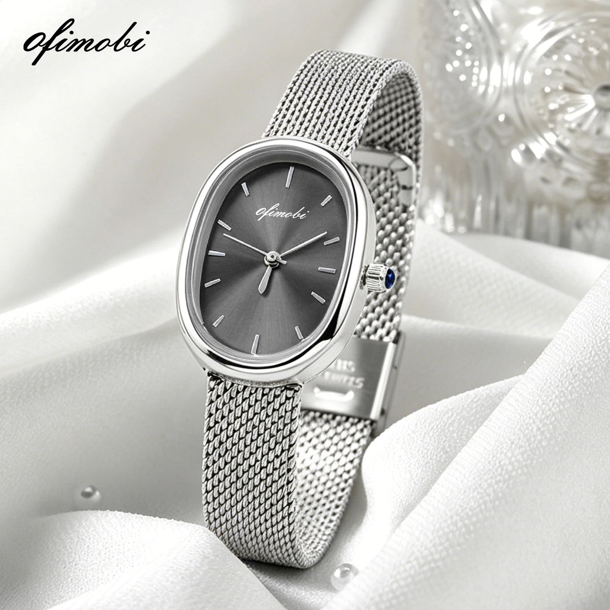 Oval Dial Women's Quartz Watch Premium Milanese Mesh Strap Sunburst Dial 30M Waterproof Elegant Wristwatch