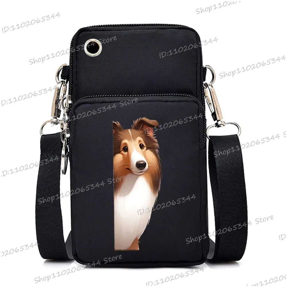 New Mobile Phone Bag Funny Anime Dog Print Shoulder Messenger Bag Women Men Coin Purse Handbag Animal Lover Small Crossbody Bag