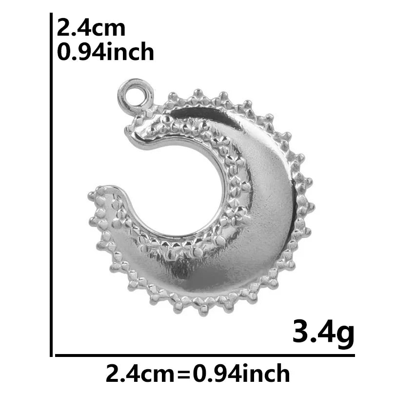 10pcs/lot Stainless Steel Crescent Moon Sun Pendants Moon Girl Friendship Mushroom Forest Charms Jewelry Making Findings No Fade