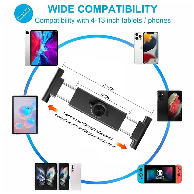 Tablet Holder Bike Handlebar Mount Clamp for Treadmill Motorcycle Bicycle Spin Bike Stroller for iPad Pro 12.9, Air, Mini, 4-13"