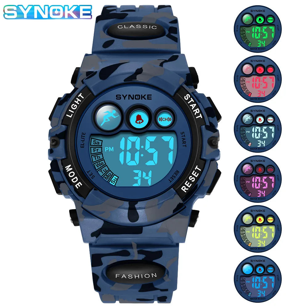 SYNOKE Student Sport Watches For Kids Colorful Electronic Watches 50M Waterproof Clock Children Digital Watch For Boys Girls