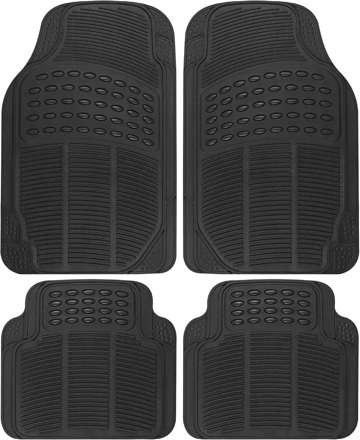 Floor Mats, 4-Piece All-Weather Car Mat with Universal Fit Design, Durable Rubber Car Floor Mats with Capture Ridges, Waterproof for Cars Trucks SUV (Black)