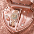 5Pcs/Set Unisex Jewelry Watches Women's Wristwatch Accessories Rose Gold Fashion Business Elegant Trendy Classic Exquisite Retro Light Luxury Rhinestone Luxury Bracelet Watch Set Y2K Suitable for Travel, Vacation, Parties, Da