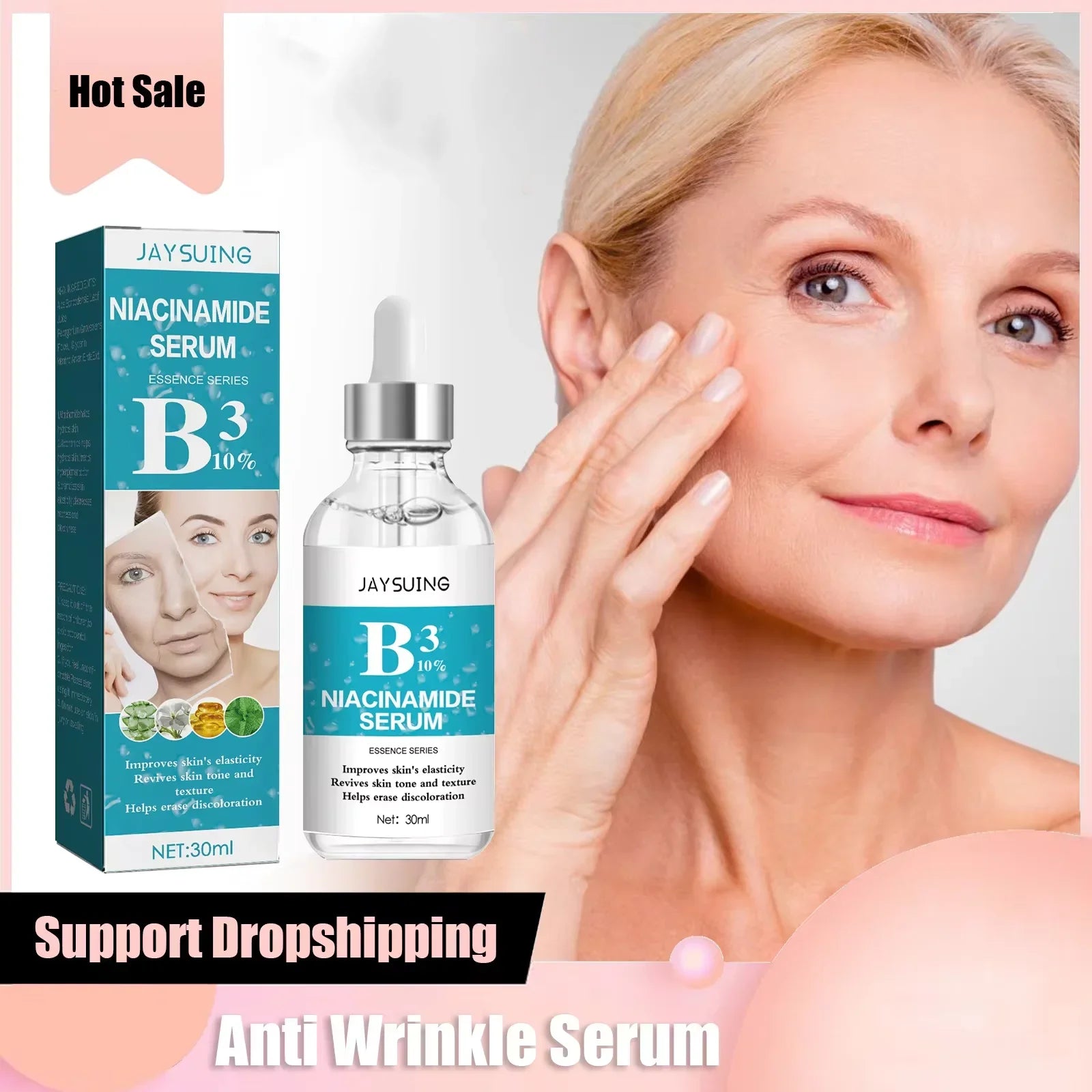 Nicotinamide Anti Wr-inkle Serum Collagen Lifting Firming Fine Lines Repair Face Essence Smooth Skin Care Anti Ag-ing Serum 30ml