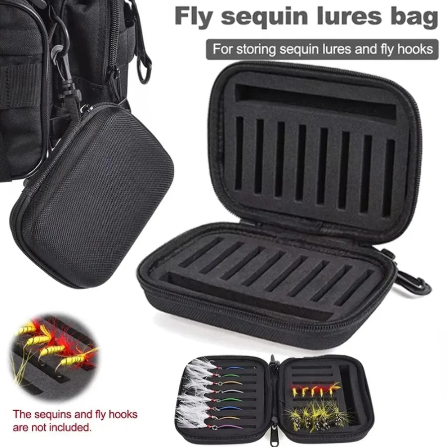 Fly Fishing Lure Spinner Spoon Bait Black Storage Box Professional 16 Slots Hard EVA Storage Case Container Bag