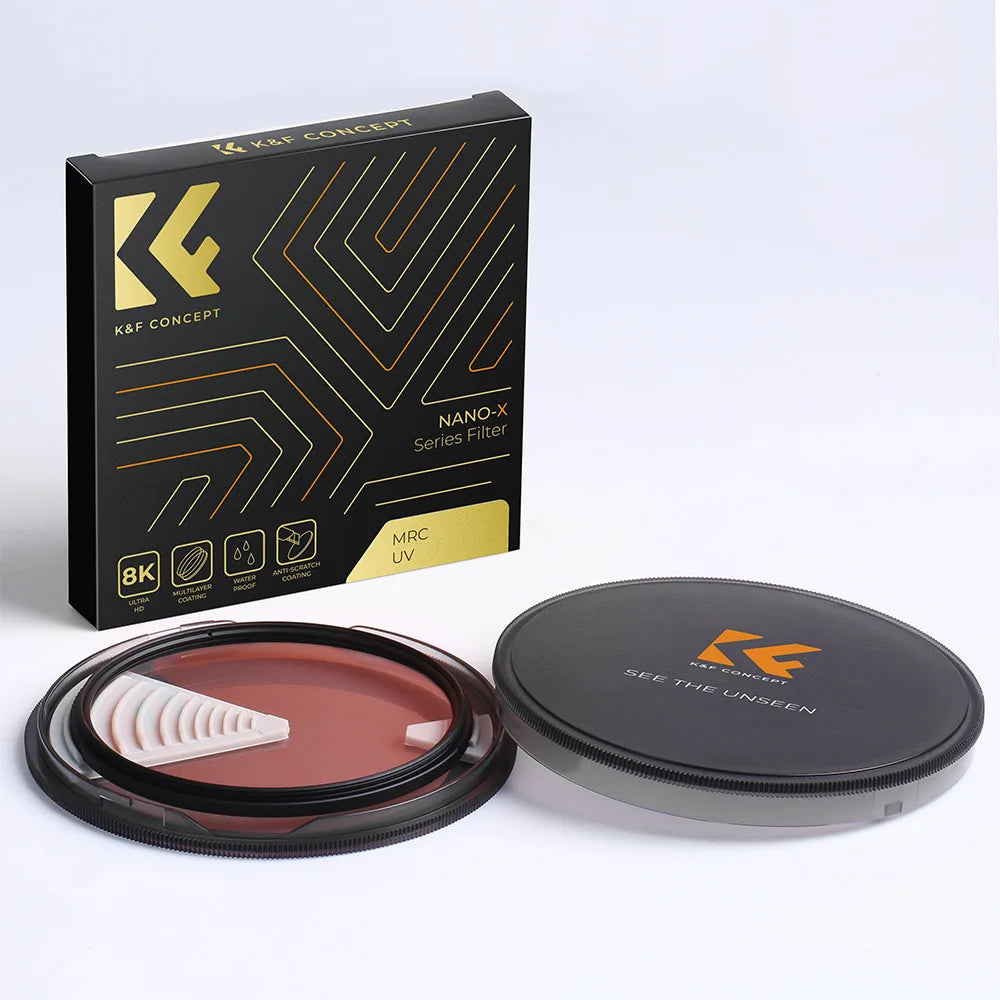 K&F CONCEPT MC UV Protection Lens Filter (Nano-X Series) 8K HD Multi Coated Ultra Slim UV Filter 37mm-127mm with Cleaning Cloth
