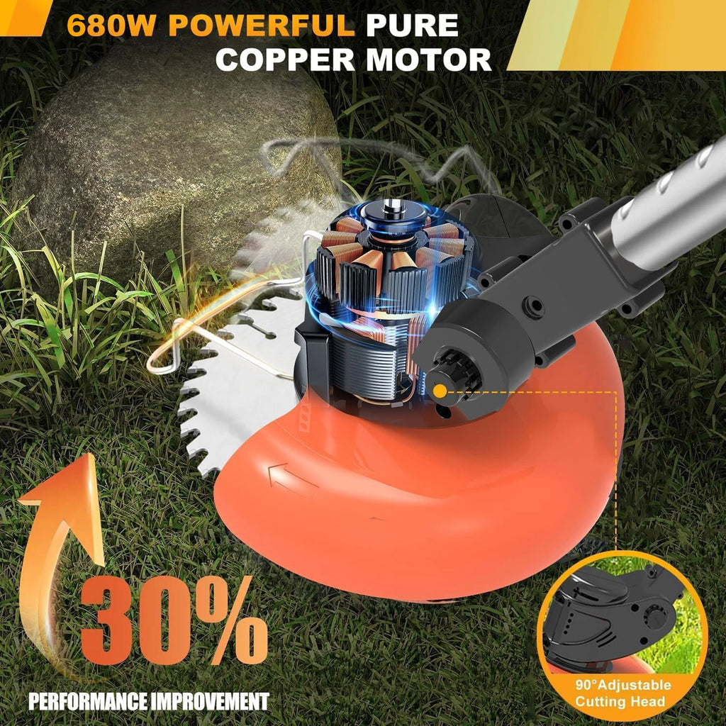 Electric Weed Wacker String Trimmer: 21VCordless Weed Eater and Edger BatteryPowered, 3 in 1 Lawn Tool ,2Batteries anChargerIncl