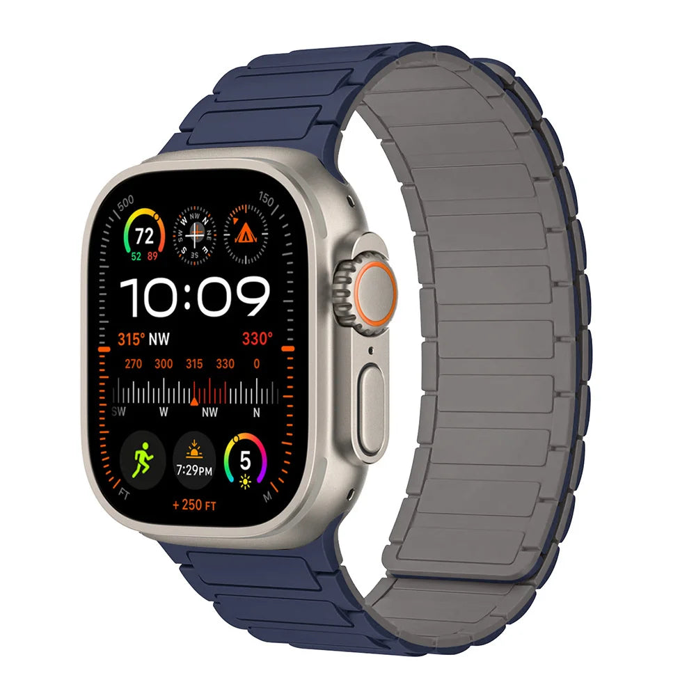Magnetic Strap for Apple Watch Band 45mm 44 mm 40mm 46mm 41mm 42mm 38 Silicone Bracelet iWatch Series 8 7 6 Se 9 10 Ultra 2 49mm