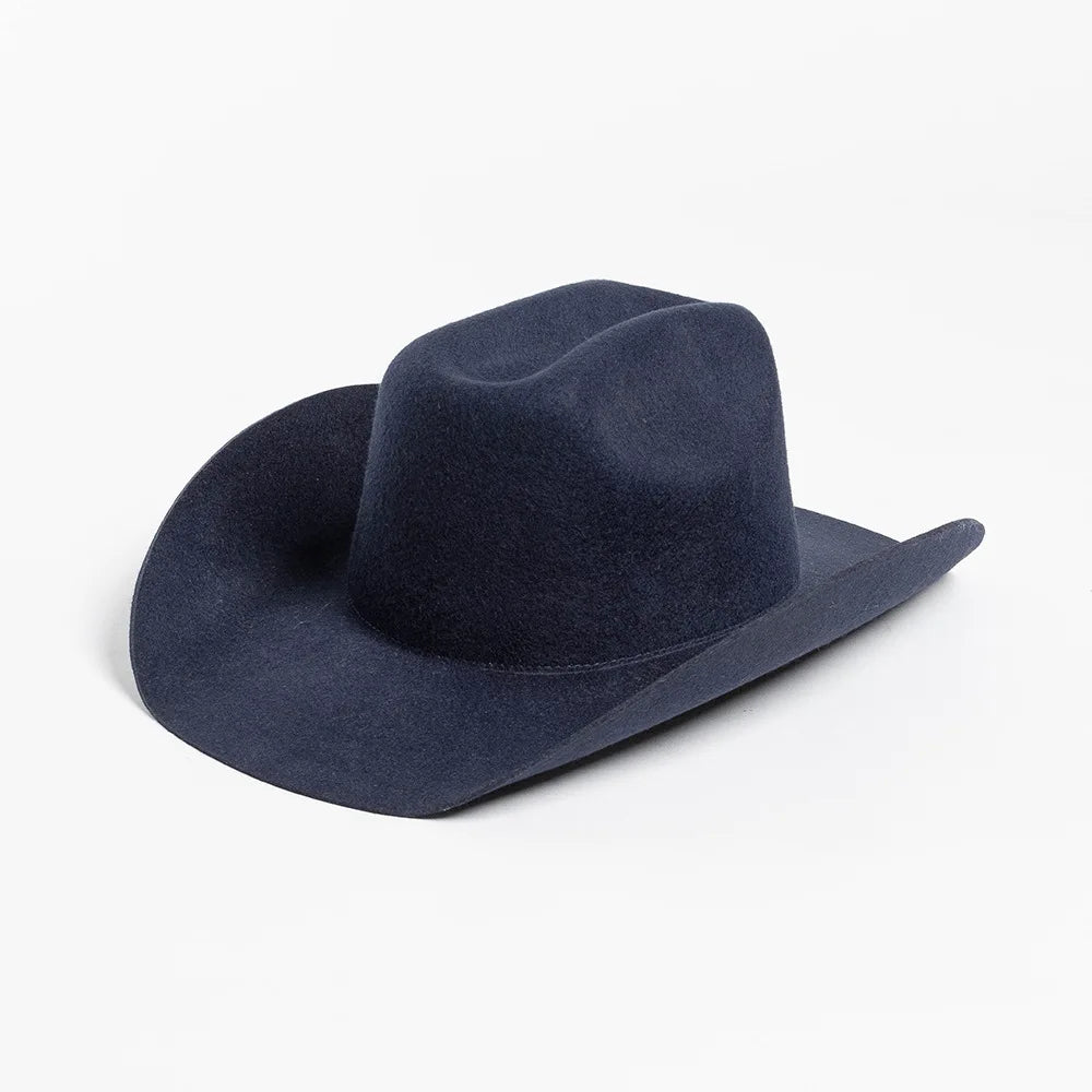 100% Wool Western Cowboy Hat Women Men Autumn Winter Casual Felt Cowgirl Hat Outdoor Sunshade Warm Concave Shape Fedoras Top Hat