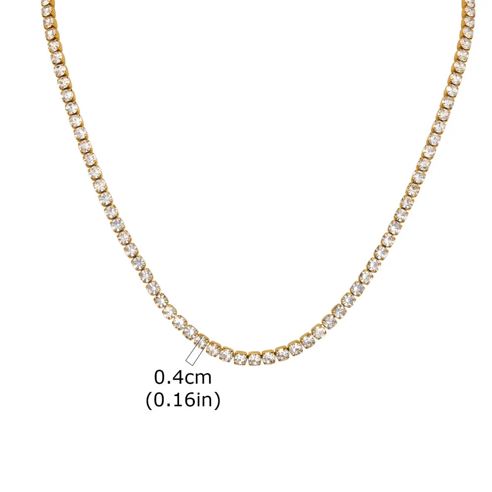 Hip Hop Tennis Chain Necklace for Men,4mm Stainless Steel Zircon Chokers,Luxury Rock Punk Jewelry Gift for Husband Dad Son