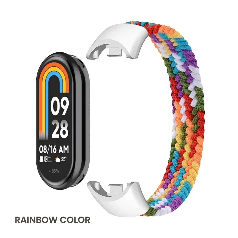 Braided Solo Loop for Xiaomi Mi Band 8 Strap Replacement accessories Elastic Nylon Watchbands correa bracelet for Miband 8 NFC