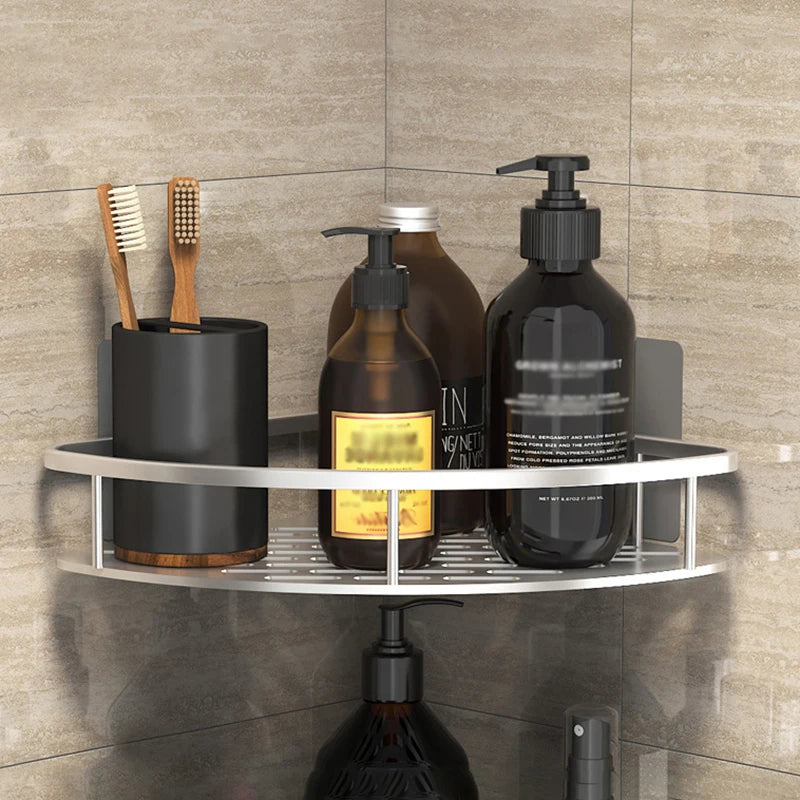 Wall Mount Corner Shelf Shower Holder No Drill Bathroom Storage Rack Organizer for WC Shampoo - Bathroom Accessories
