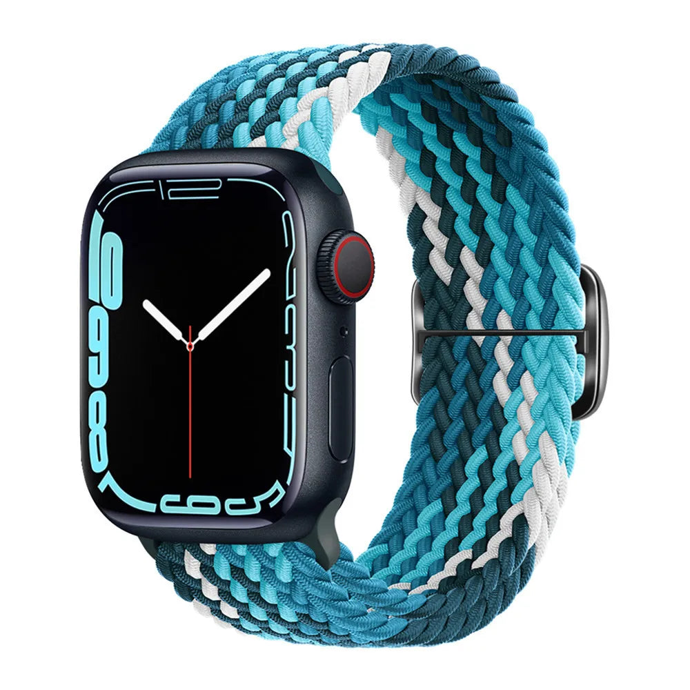Braided Loop for Apple Watch Strap 44mm 40mm 45mm 41mm 42mm 38mm 49mm Elastic Solo Bracelet IWatch Series 7 Se 3 6 Ultra 8 Band