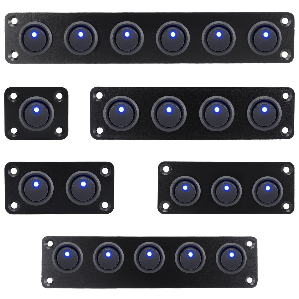 20A Blue Circular Joystick Switch Panel with 3-Pin Aluminum Waterproof 12V, Suitable for Cars, Trucks, Boats, RVs, Yachts, Etc