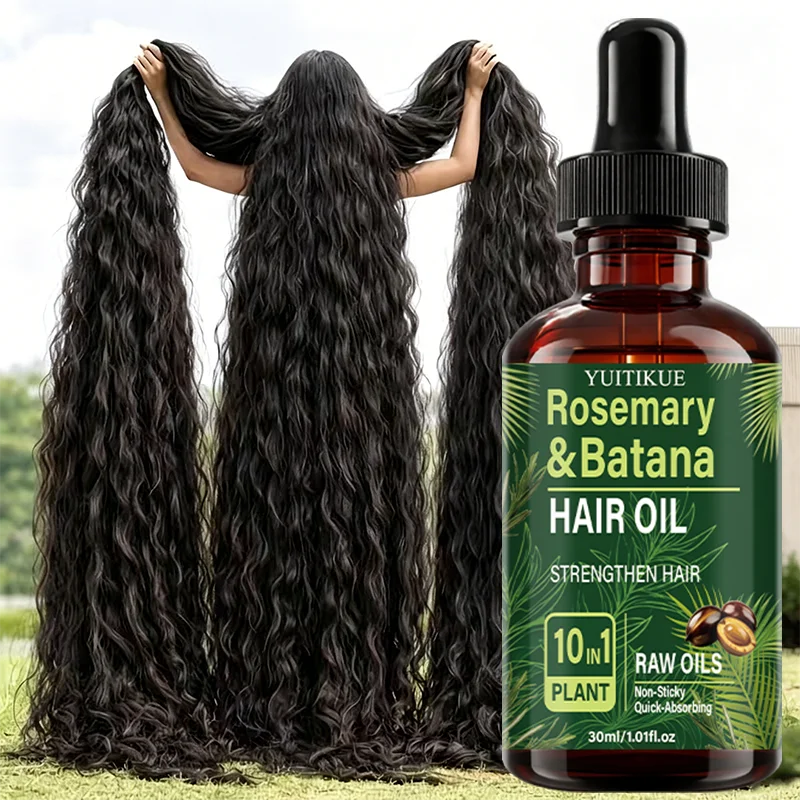 YUITIKUE Rosemary Batana Hair Oil 10 In 1 Plant Raw Oil Quick Absorb Non Sticky Strengthen Nourish Dry Frizzy Hair Care 30ml