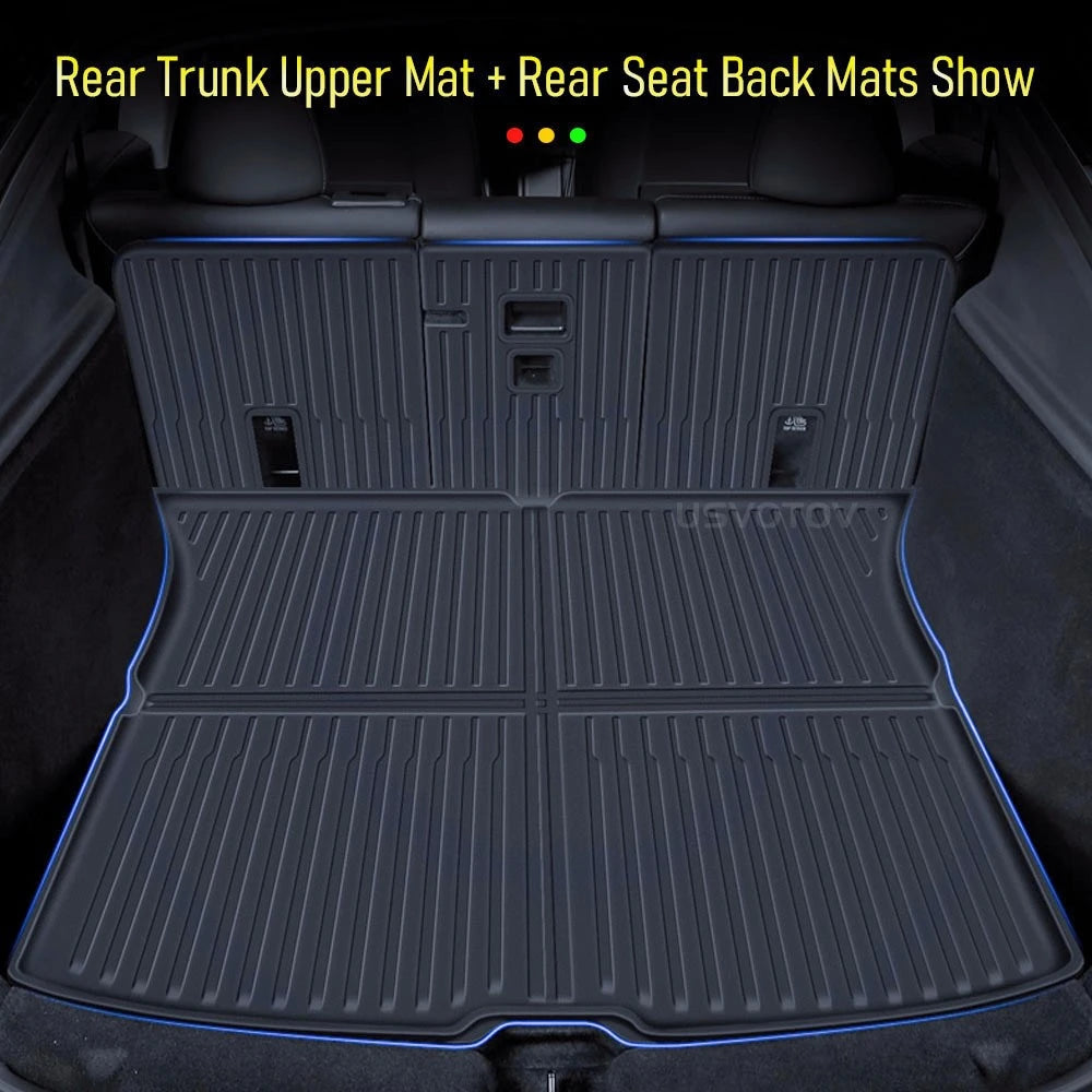 USVOTOV For Tesla Model Y Juniper 2025 2026 Floor Mats TPE Front Rear Cargo Liner Backrest Pads Trunk Mats for Tesla Accessories