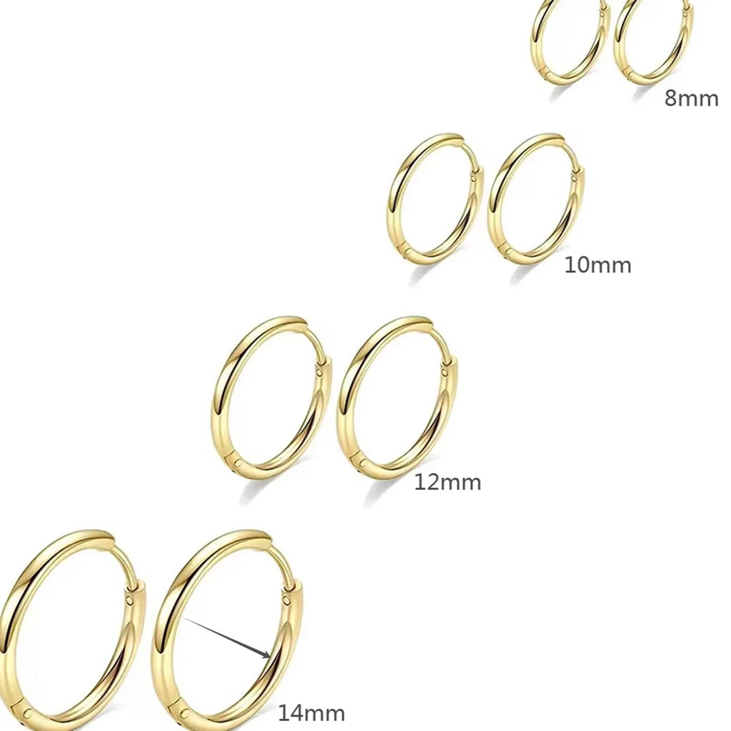 4 Pairs No Charms Stainless Steel Tiny Hoop Earrings Simple Silver/Gold Color Cirle Earrings Ins Single Side Ear Jewlery