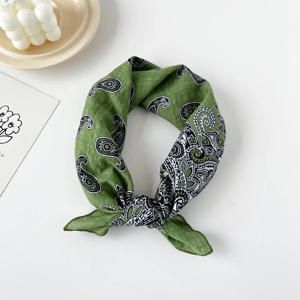Fashion Square Scarf 1pcs Cotton Rich Summer Scarf Digital Printed Head Scarf for Women Versatile Lightweight Wrap Chic