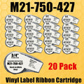 10~30PK Recharge Vinyl Ink Cartridge Ribbon Brady M21 750 427 Maker Strick For Labeller Handheld Label Printer Black on White