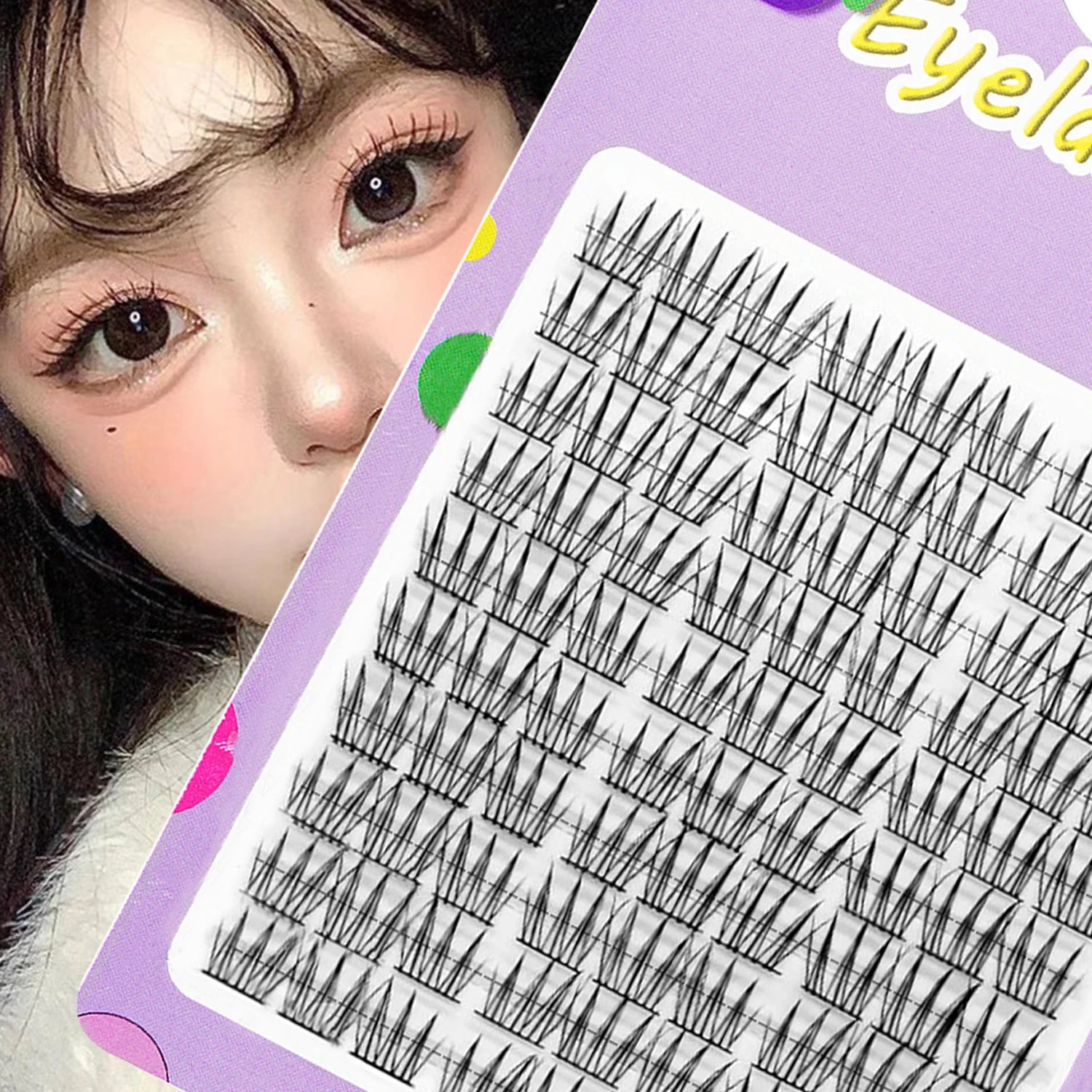 90duo Girl Group Eye Nature Trilogy Comics False Eyelash,Soft And Light, Single Cluster Of DIY Eyelashes