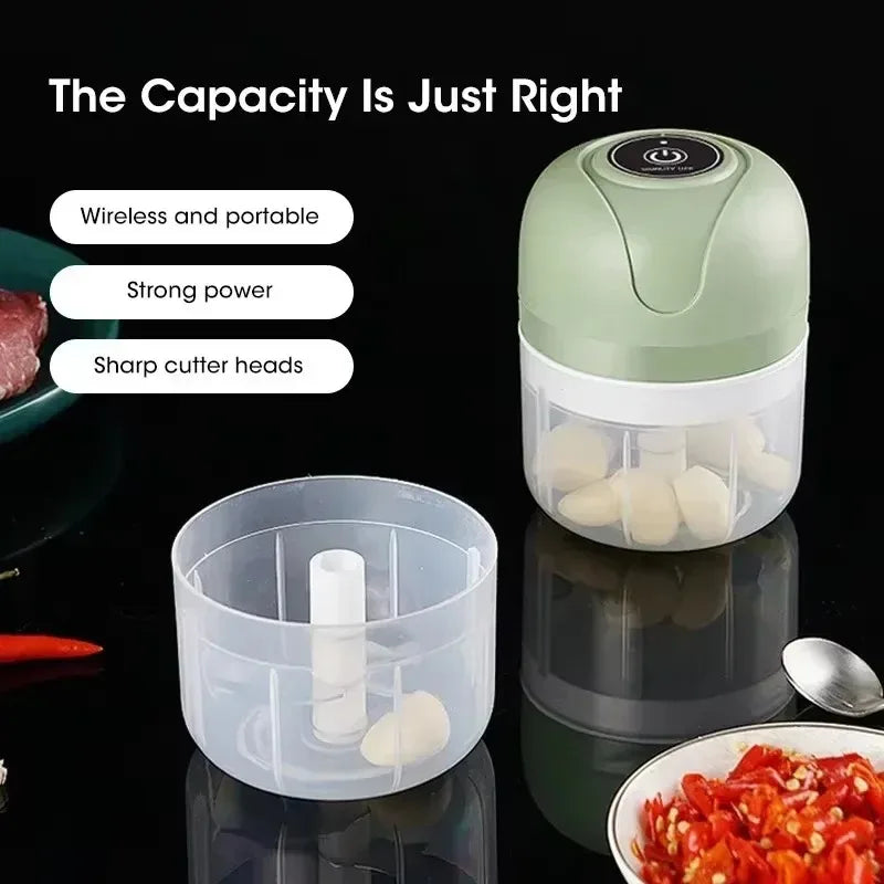Electric Garlic Grinder USB Rechargeable 250ml Portable Multifunctional Meat Grinder Chopper