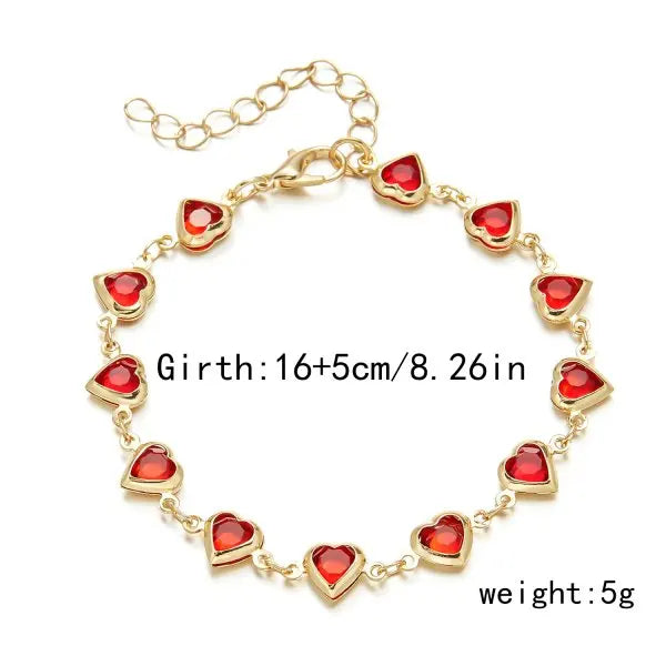Sweet Cute Red Strawberry Cherry Heart Pearl Charm Bracelet New Fashion Y2K Fruit Gold Color Chain Jewelry Party Gifts 2025