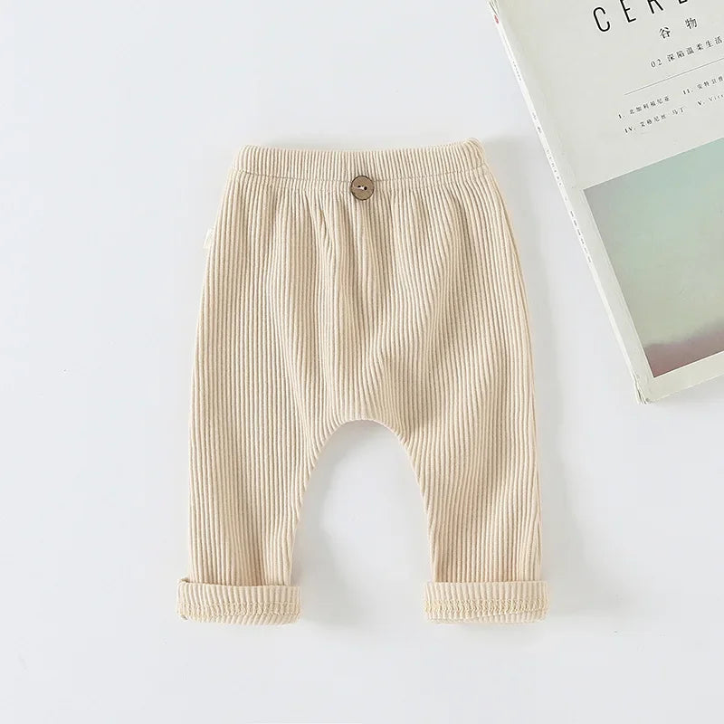 Baby Simple Solid Leggings Girls All-match Striped Skinny Pants Kids Cotton Elasticity Slim Pants Newborn Boy Stretch Trousers