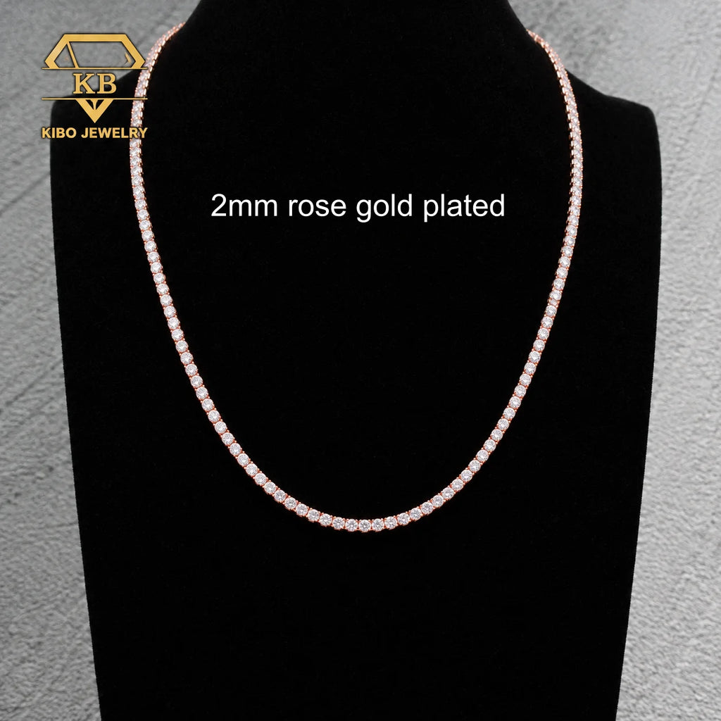 2-5mm Men Women Moissanite Tennis Chain Rose Yellow Moissanite Tennis Bracelet s925 Silver Tennis Chain For Women Men