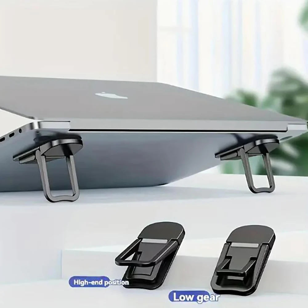 2Pcs Mini Foldable Laptop Stand Self-Adhesive Portable Keyboard Riser with 2 Adjustable Angles for MacBook Notebook Cooling