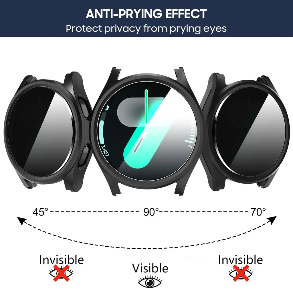 Tempered Glass+Cover for Samsung Galaxy watch 6/7 Case 44mm 40mm PC Anti-Spy Shockproof Overall Protective Cover Galaxy watch 6
