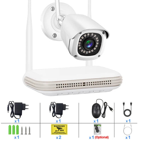 Ultra Wide WiFi Range Kit Camera 3MP H.265+2.8mm Wide Angle Ultra Clear Infrared Night Vision Closed Circuit Television 8-way