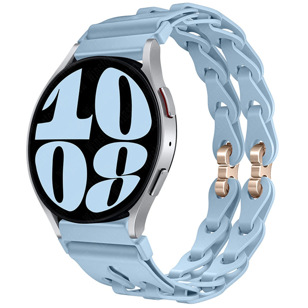 22mm 20mm Chain Strap for Samsung Galaxy Watch 7 6 5 4 6Classic Silicone Band for Huawei GT4 3Pro for Amazfit GTR 4/GTS Bracelet