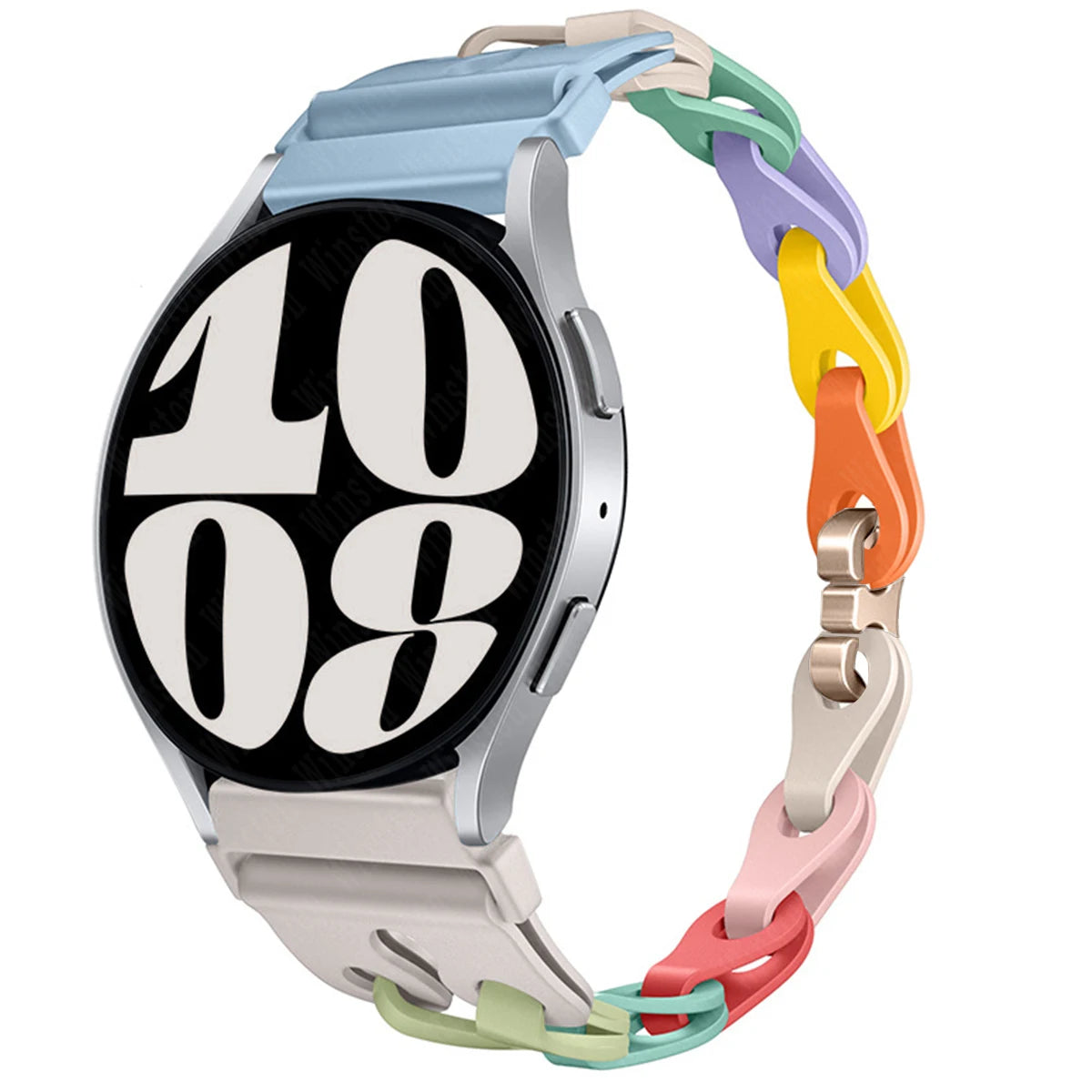 22mm 20mm Chain Strap for Samsung Galaxy Watch 7 6 5 4 6Classic Silicone Band for Huawei GT4 3Pro for Amazfit GTR 4/GTS Bracelet