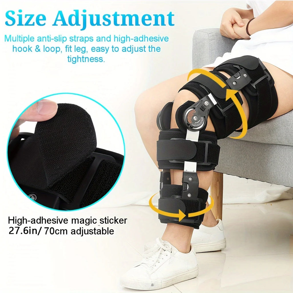 Adjustable Hinged Knee Brace with Button Lock - Sponge-Lined for Comfort, Suitable for Knee Support