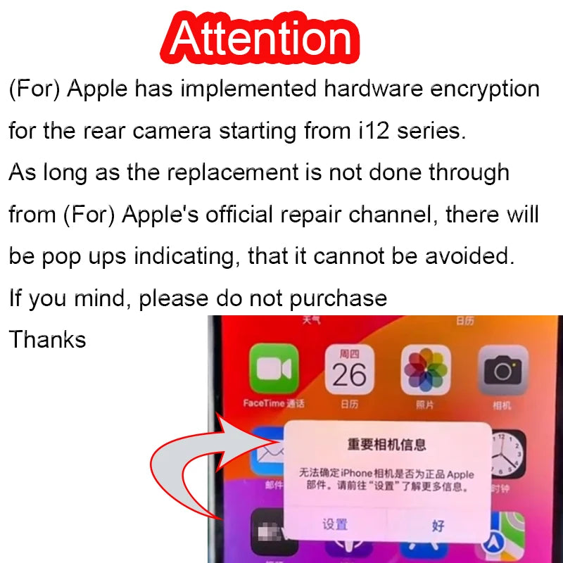 Quality Rear Camera For iPhone 12 mini 13Pro 14 Pro Max Back Camera For iphone 13 mini 14 Plus Rear Main Lens Flex Cable Camera