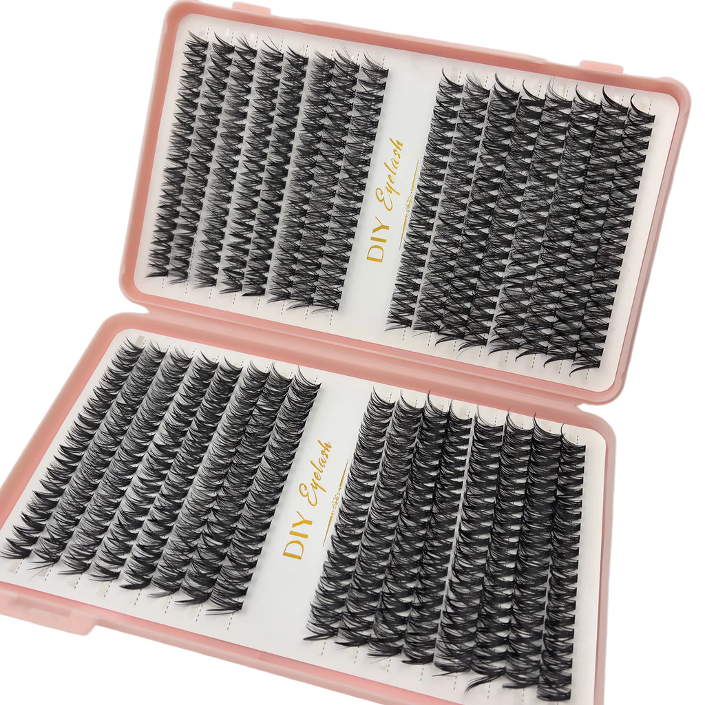 Individual Lashes 10-14mm 640pcs Cluster Lashes Natural Look Mixed Tray DIY Eyelash Extension Volume Clusters Eyelashes