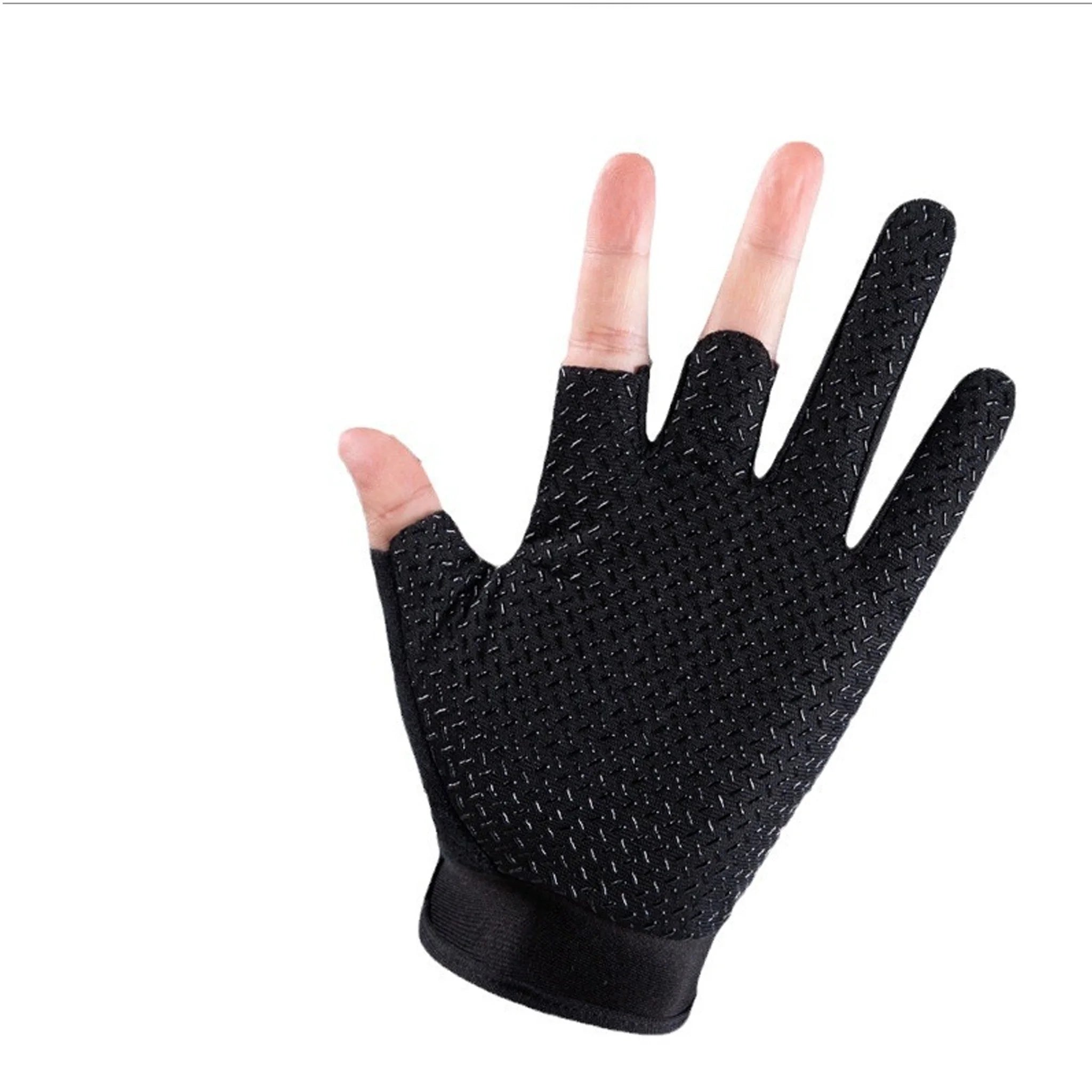 1Pair Luya Fishing Gloves Sunscreen Windproof Breathable Cut Resistant Anti Slip Three Finger Sports Fishing Equipment