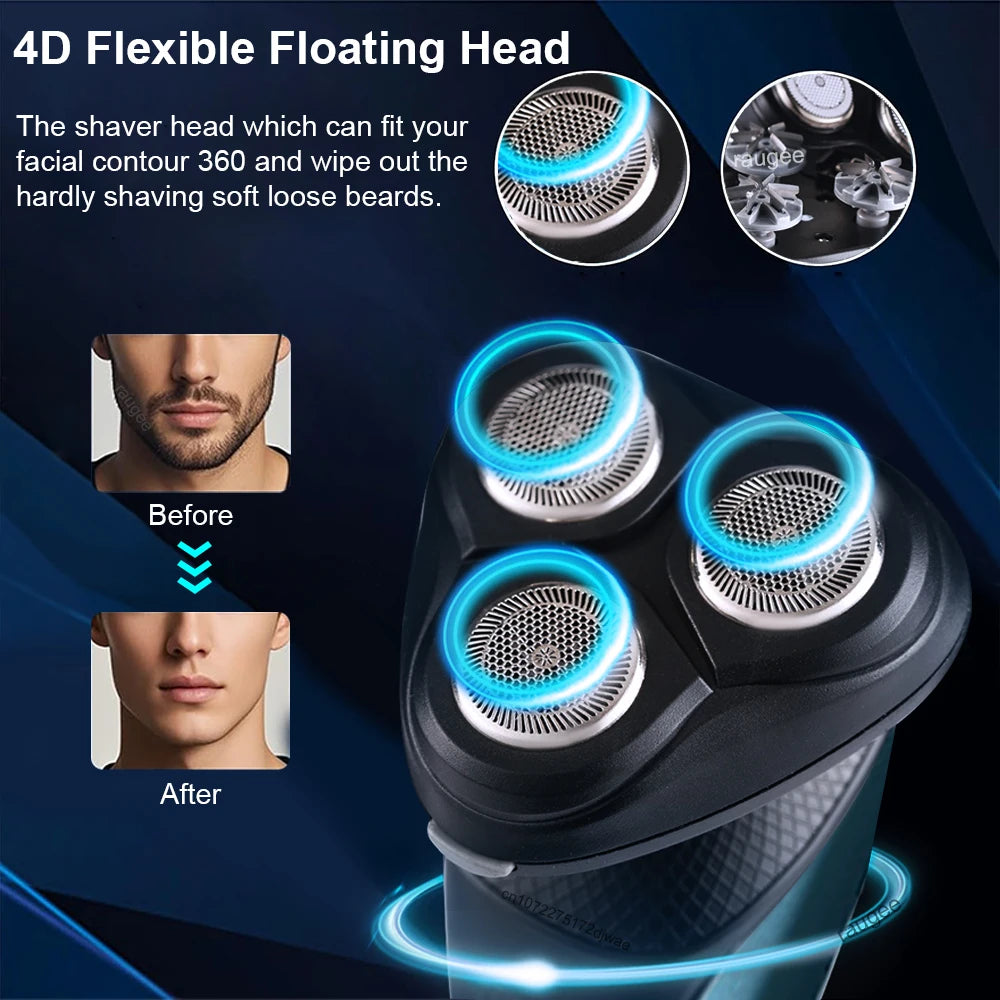 Electrical Rotary Shaver for Men Rechargeable Man Beard Shaving Razors Waterproof Automatic Floating Electric Shaver for Male