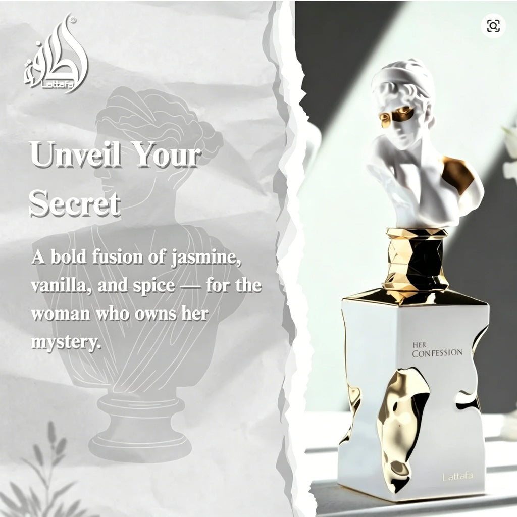 Lattafa Her Confession Unisex Perfume Collection with Two Elegant Long Lasting Oriental and Woody Floral Styles for Daily Wear Gift Use Premium Scent