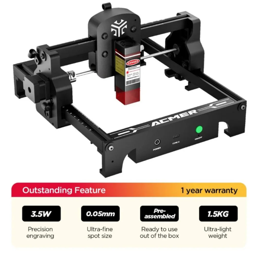 ACMER Mini Portable Laser Engraver High Precision CNC Cutting Tools Engraving Machine DIY for Logo Wood Glass Acrylc Beginner