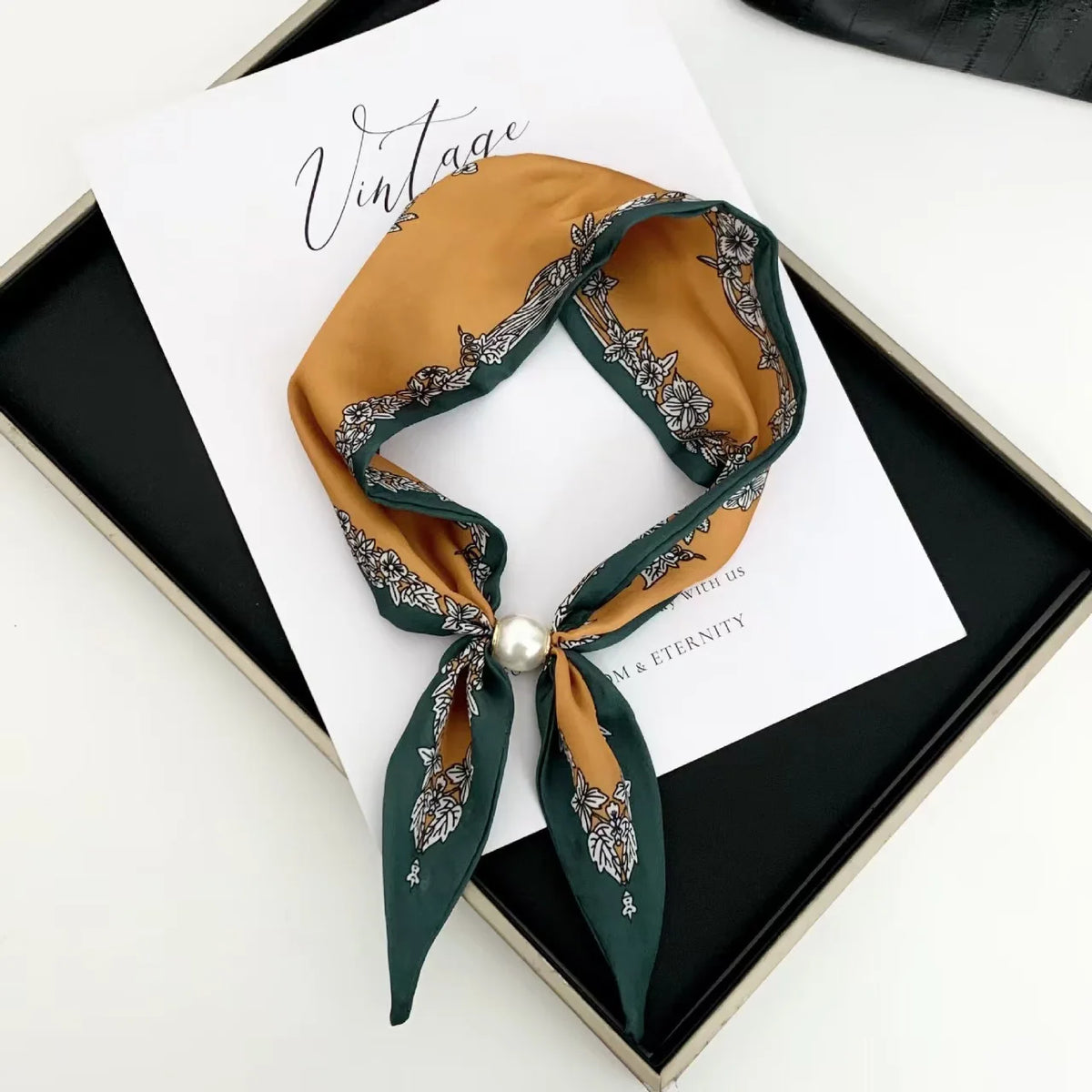 Korean Style Elegant Pearl Magnetic Scarf Women Summer Versatile Breathable Neckerchief Fashion Accessory Neck Wrap Scarves